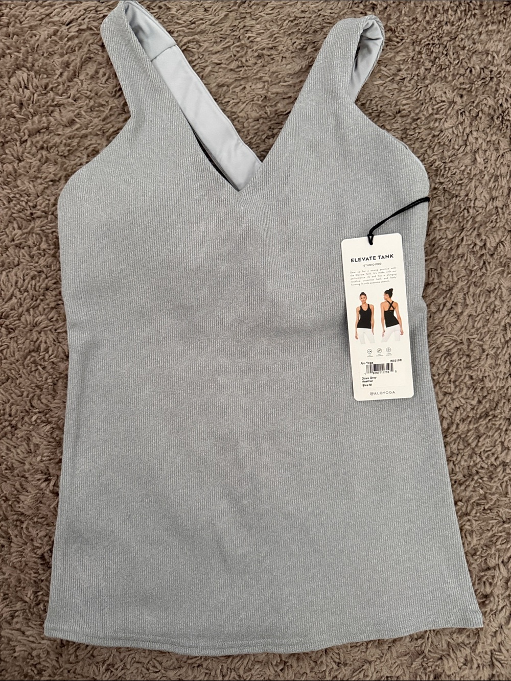 ALO Yoga Elevate V-Neck Ribbed Tank - Light Gray
